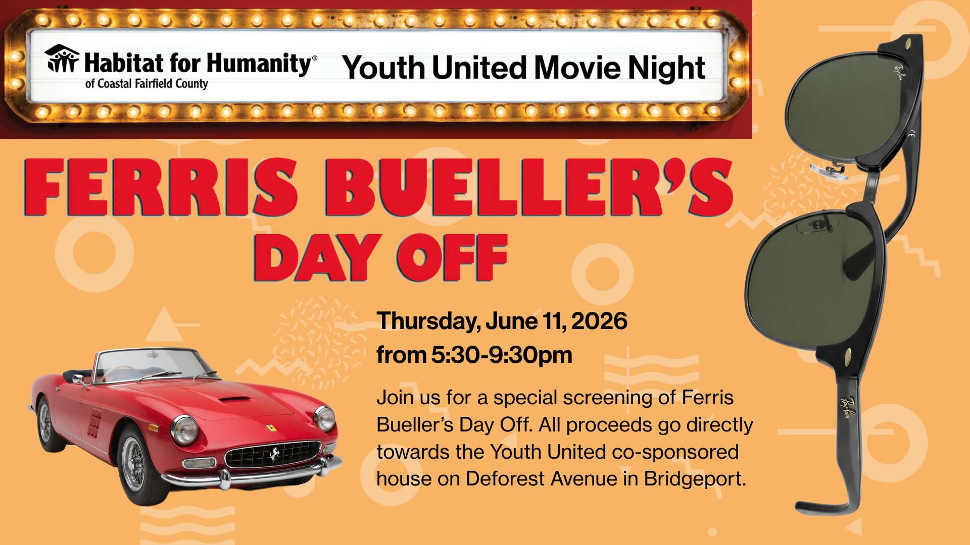 Ferris Bueller’s Day Off screening event, a fundraiser for Habitat for Humanity of Coastal Fairfield County’s Youth United